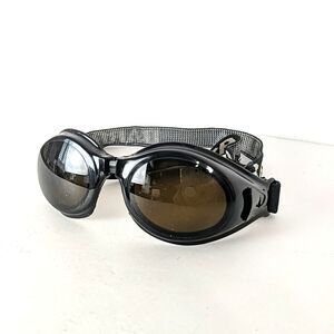 Vintage Barracuda Outdoor Sun Safety Goggles Black Headband Amber Brown Lens